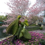 France Aurora and the Prince Topiaries in France Pavilion at Epcot.