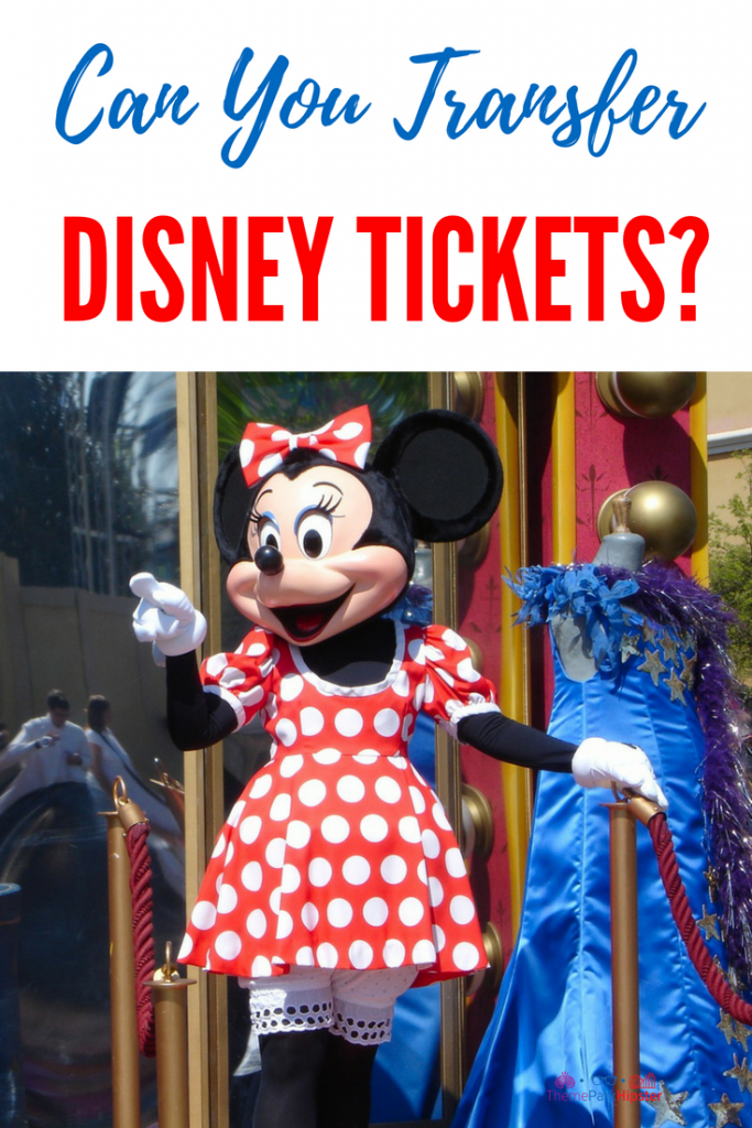 Disney Travel Guide on: Can you transfer Disney Tickets? Minnie Mouse waving at Disney World.