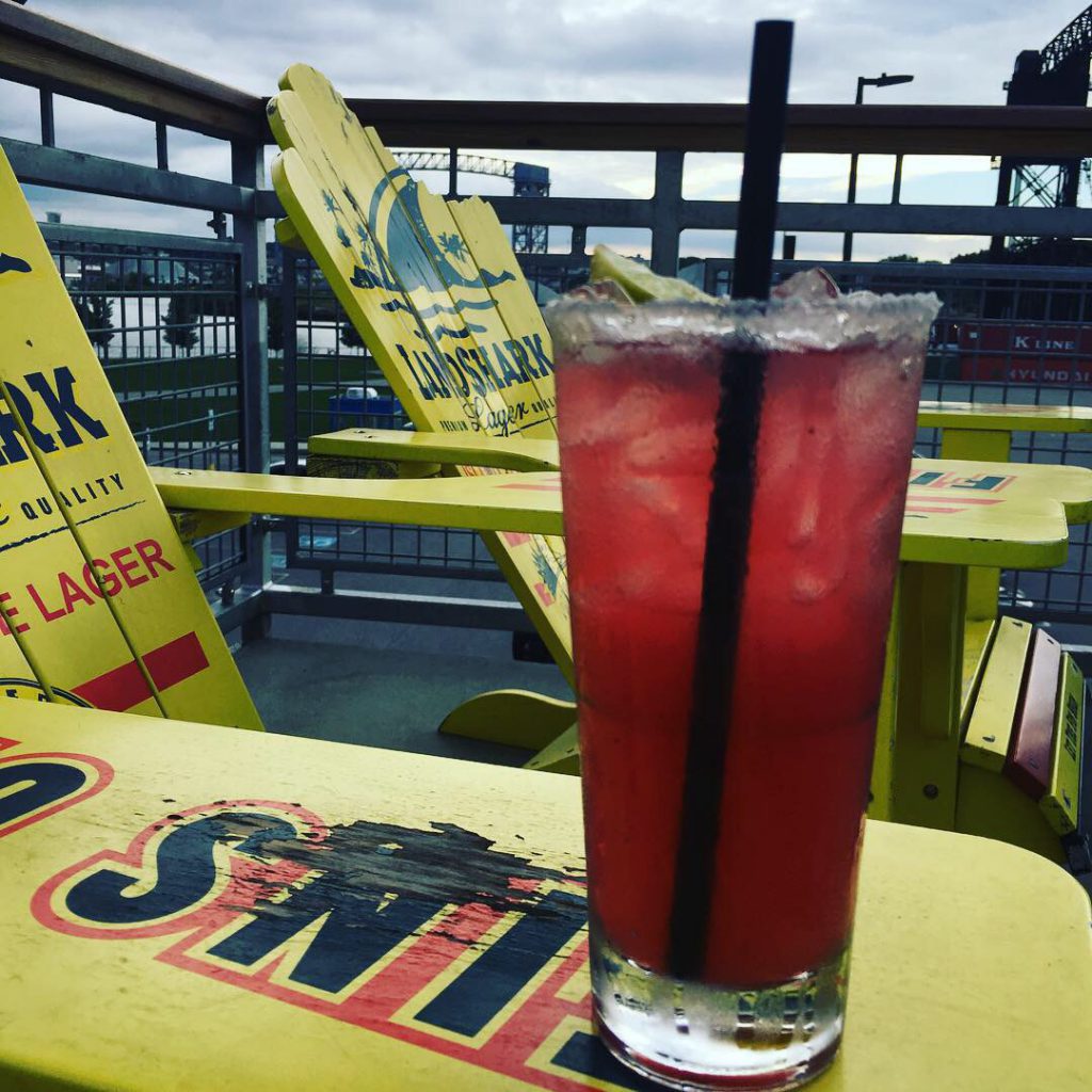 Margaritaville Cleveland Ohio. Refreshing blueberry pomegranate margarita on rooftop bar.