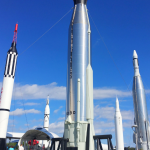 Kennedy Space Center Rocket Garden with white and black spaceships