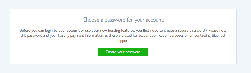 Choose a Bluehost password