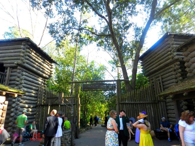 Disney World Tom Sawyer Island Fort with People Standing Around