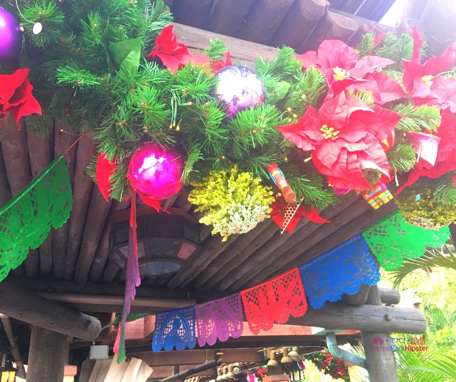 Epcot Festival of the Holidays Mexico Pavilion Holiday Decor Disney Epcot at Christmas.