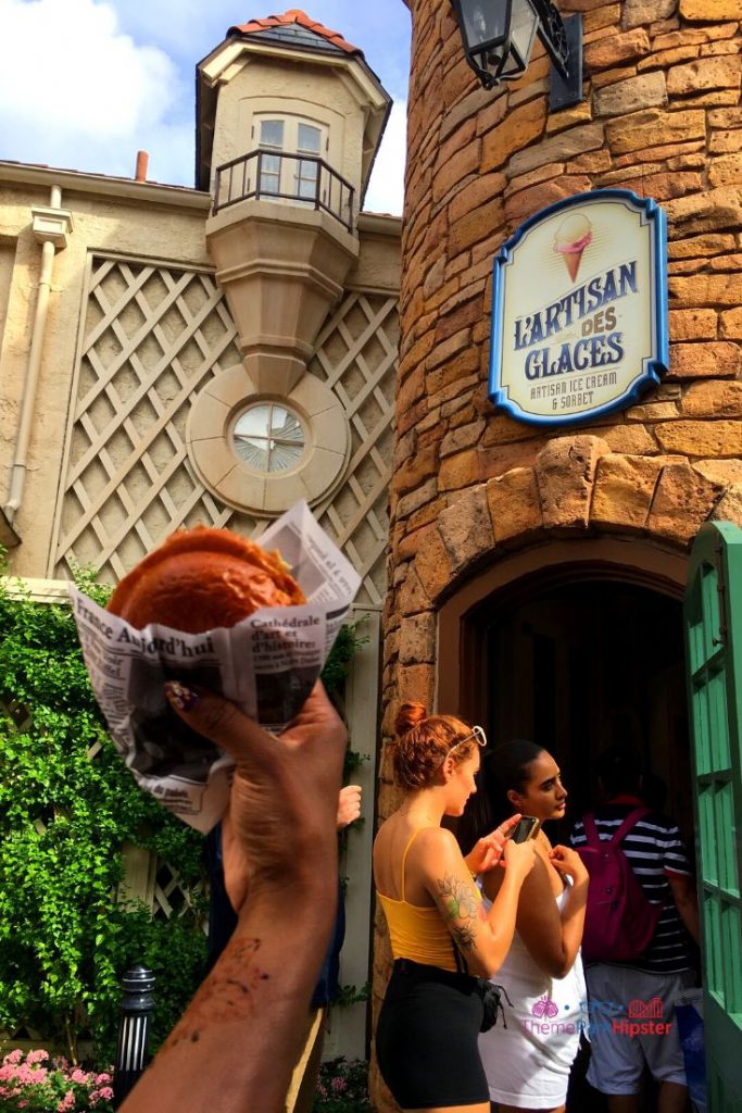 L'Artisan Des Glaces France Pavilion Epcot. Keep reading the get the worst and best snacks at Disney World.