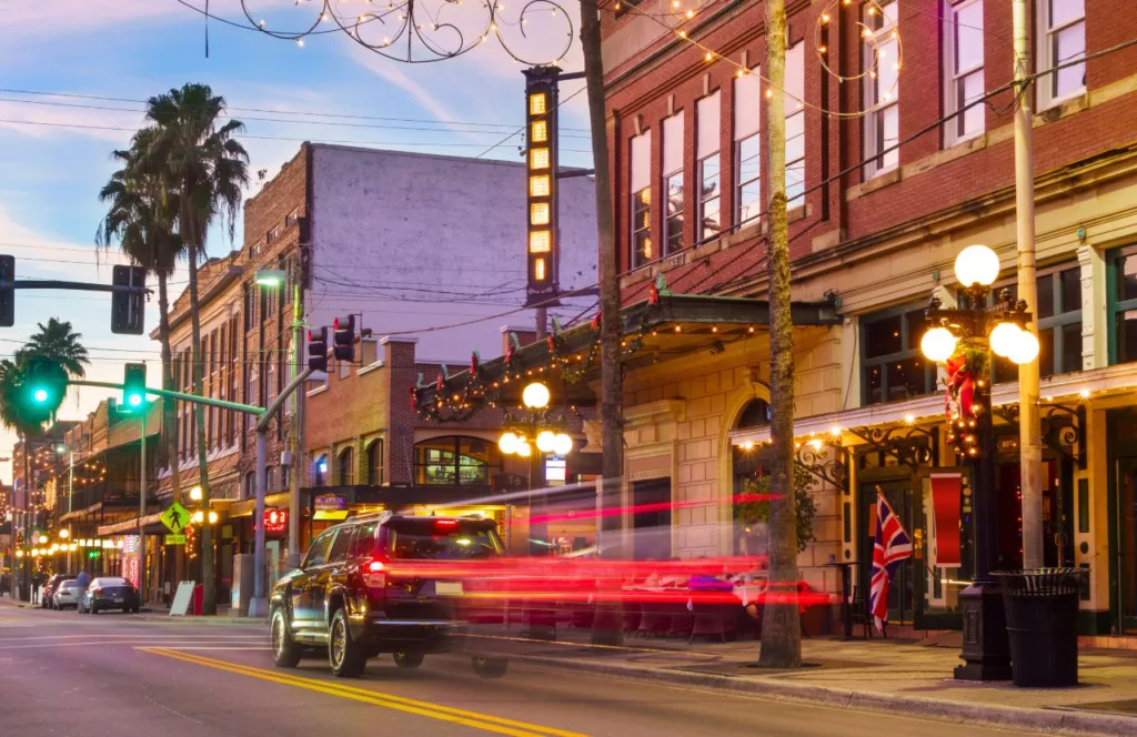 Ybor City during the holidays. Keep reading to find out the best places to go on a solo trip in Florida. 