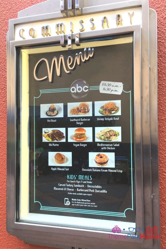 ABC Commissary Hollywood Menu 