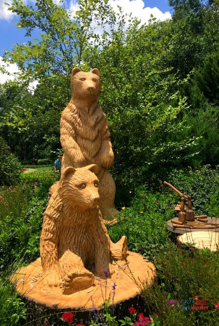 Canada Pavilion at Epcot with Wooden Carved Bears 