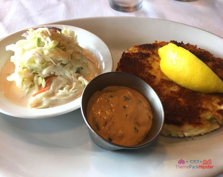 The Boathouse Orlando Crab Cake with Lemon and Coleslaw