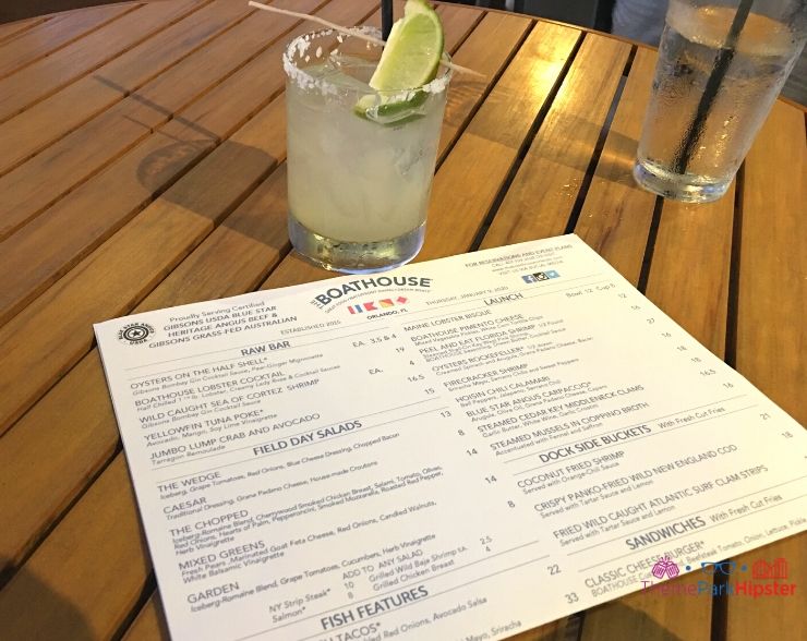 The Boathouse Orlando Margarita and Menu in Disney Springs