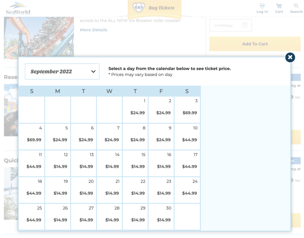 SeaWorld Orlando Quick Queue Prices.