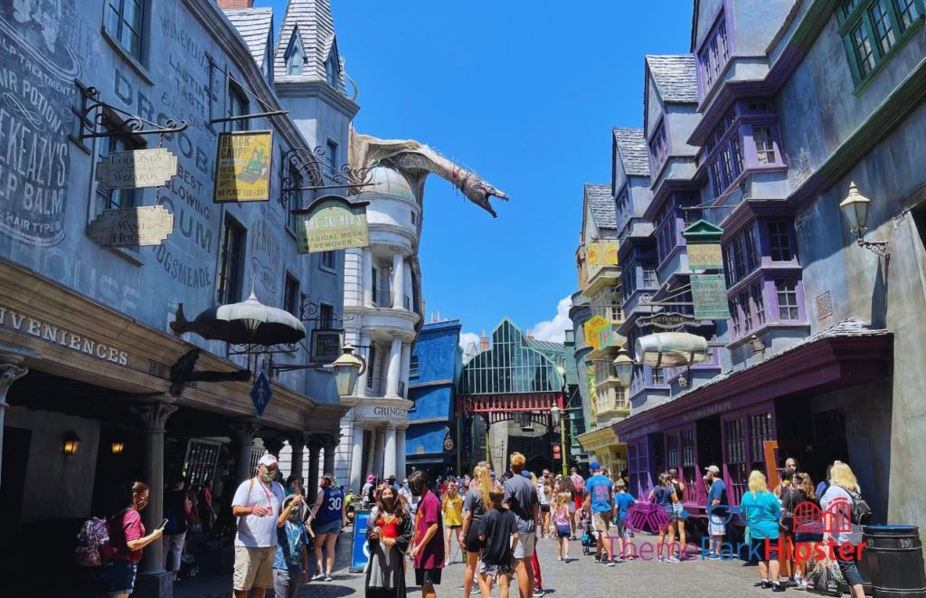 Dragon Atop Gringotts Bank Diagon Alley. One of the best Universal Studios Orlando Rides for Solo Travelers.