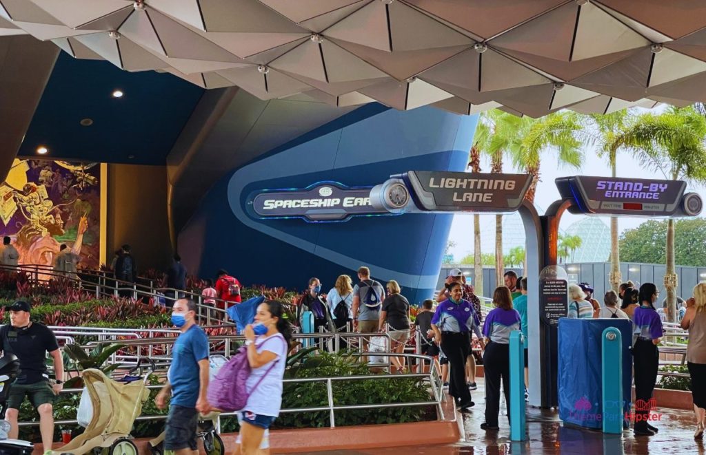 Epcot Spaceship Earth Lightning Lane Entrance. Keeping reading to learn about doing Epcot for adults and Disney for grown-ups.