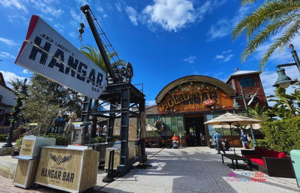 Jock Lindsey's Hangar Bar Holiday Christmas Decor in Disney Springs. Keep reading to get your perfect Disney Resort Christmas Decorations Tour!