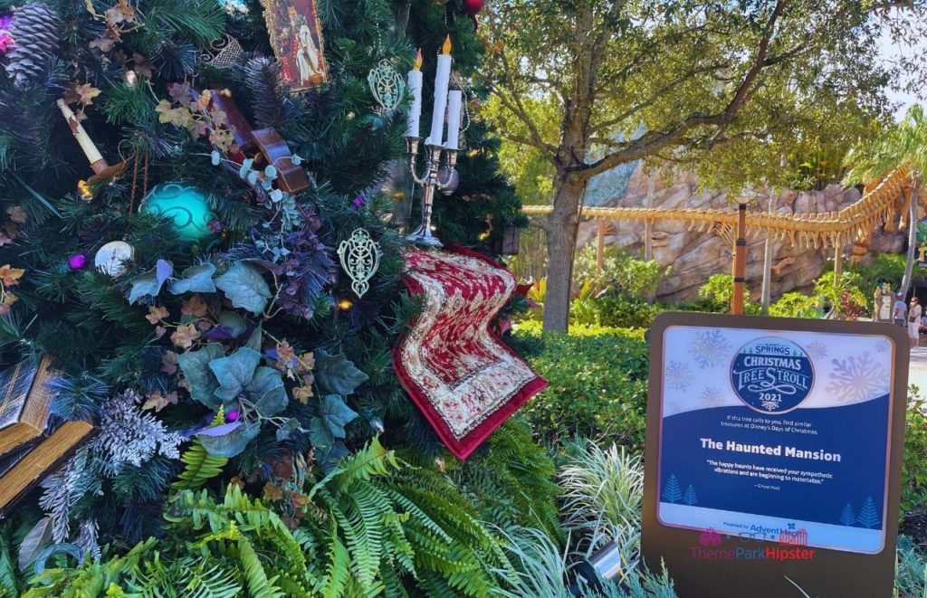 The Haunted Mansion Christmas Tree Disney Springs Christmas Tree Trail and Stroll. One of the best things for adult to do at Disney World.