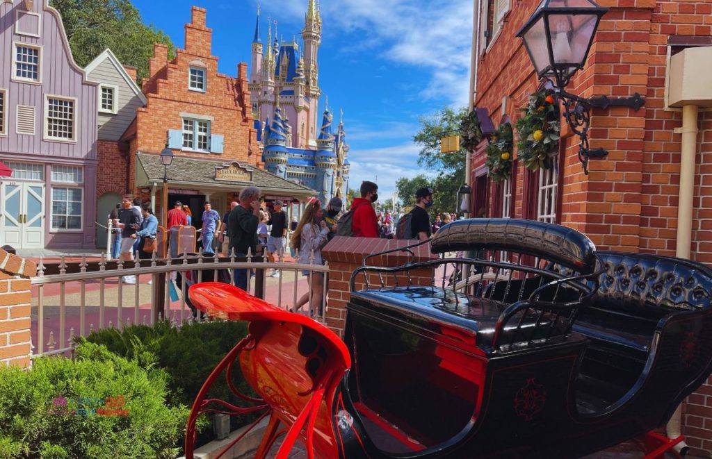 Ye Olde Christmas Shop in the Magic Kingdom Santa Sleigh at the entrance. Keep reading to learn about the best things to do at 2023 Disney World for Christmas.