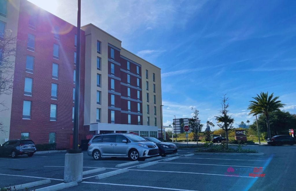 Home2 Suites Orlando Front Entrance. One of the best hotels near Universal Orlando for solo travelers.