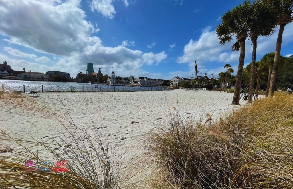 Beach Club Resort Epcot Lagoon with Swan and Dolphin Boardwalk and Yacht Club Beach Sand