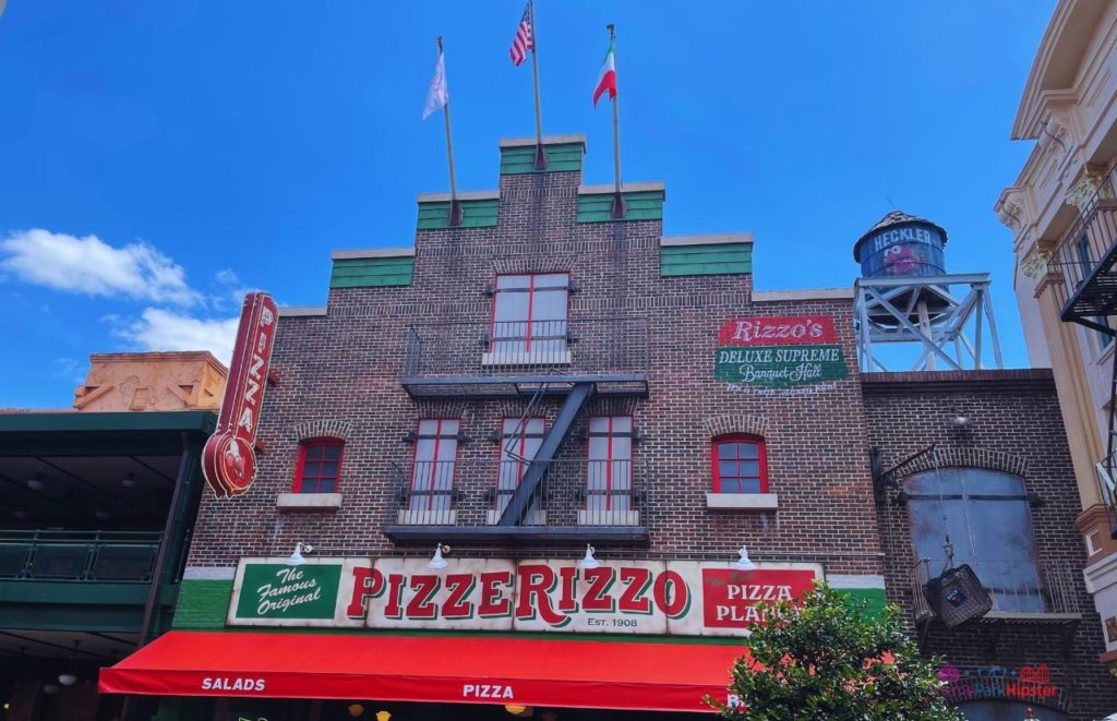 Disney Hollywood Studios PizzerRizzo Entrance. One of the best counter service restaurants at Hollywood Studios.