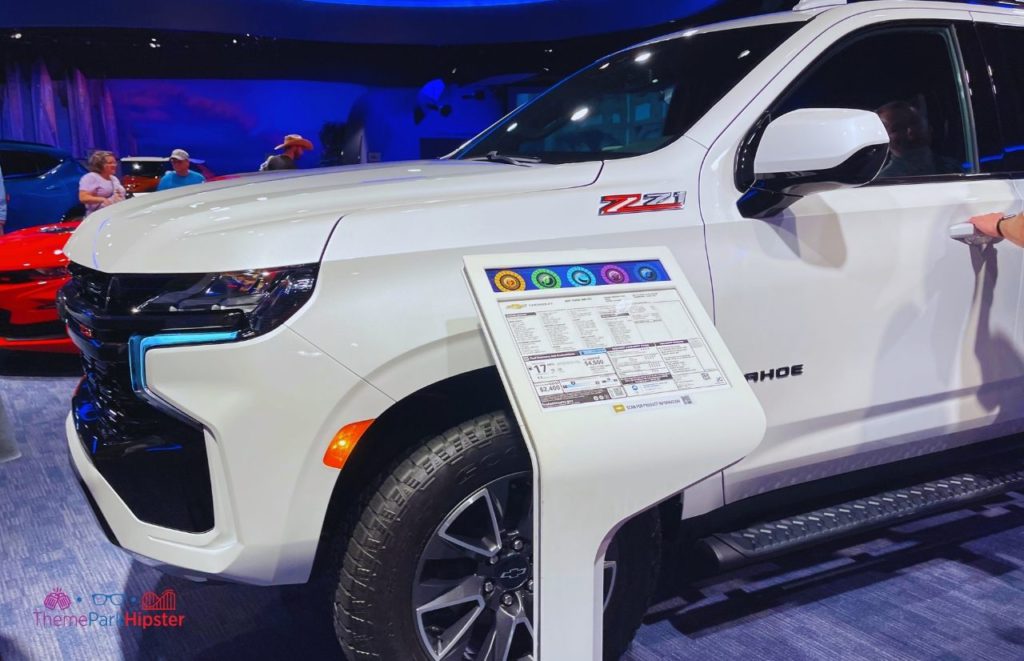 Test Track Epcot Chevrolet Showroom with white Tahoe