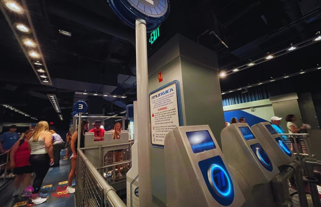 Test Track Epcot Magicband Scanner near the area to board the cars