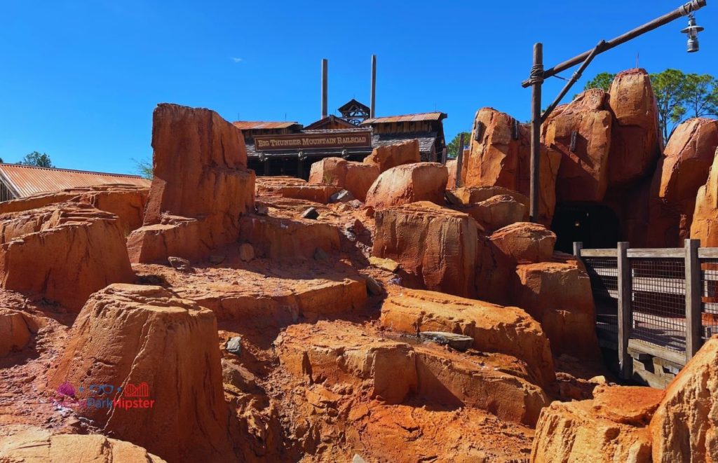 Disney Magic Kingdom Rocky Entrance in front of Big Thunder Mountain Railroad