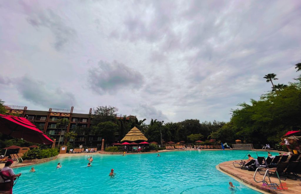 Animal Kingdom Lodge pool area. Keep reading for the full guide to the best places to stay for couples at Disney World  