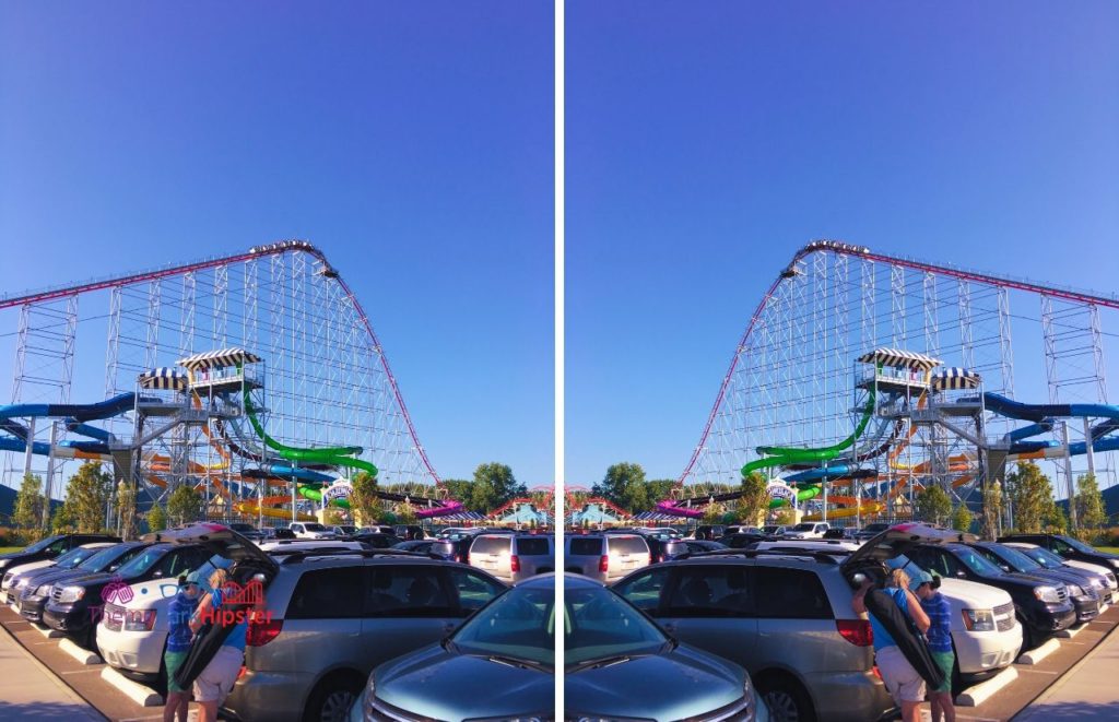 Cedar Point Magnum XL roller coaster view from parking lot. Keep reading to get the full guide on the Cedar Point Season Pass Benefits and Cost.