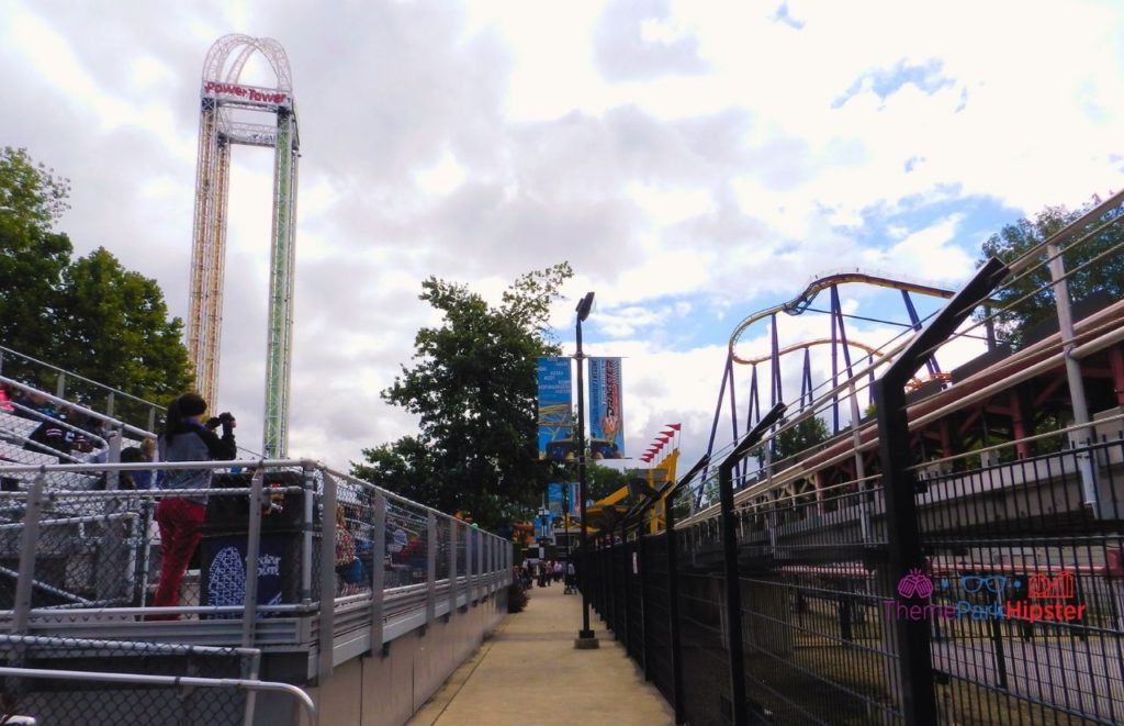 Cedar Point Power Tower next to Top Thrill Dragster Launch