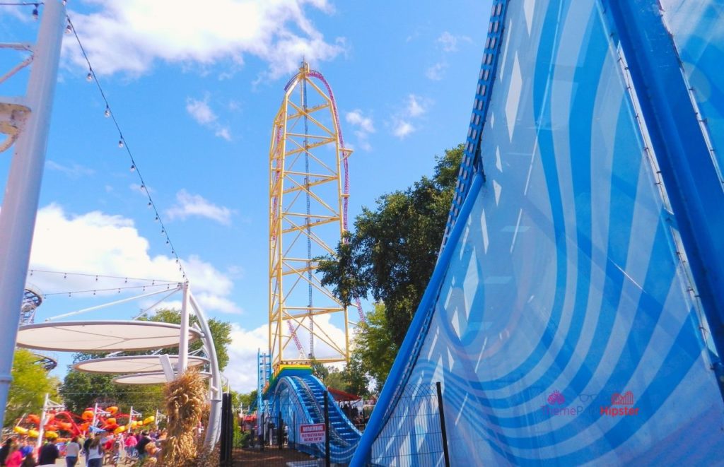 Cedar Point Top Thrill Dragster next to wave ride. Keep reading to get the full guide on the Cedar Point Season Pass Benefits and Cost.