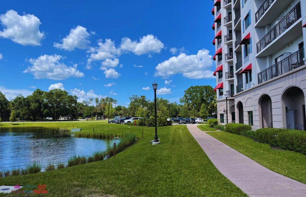 Disney Riviera Resort pond parking lot.