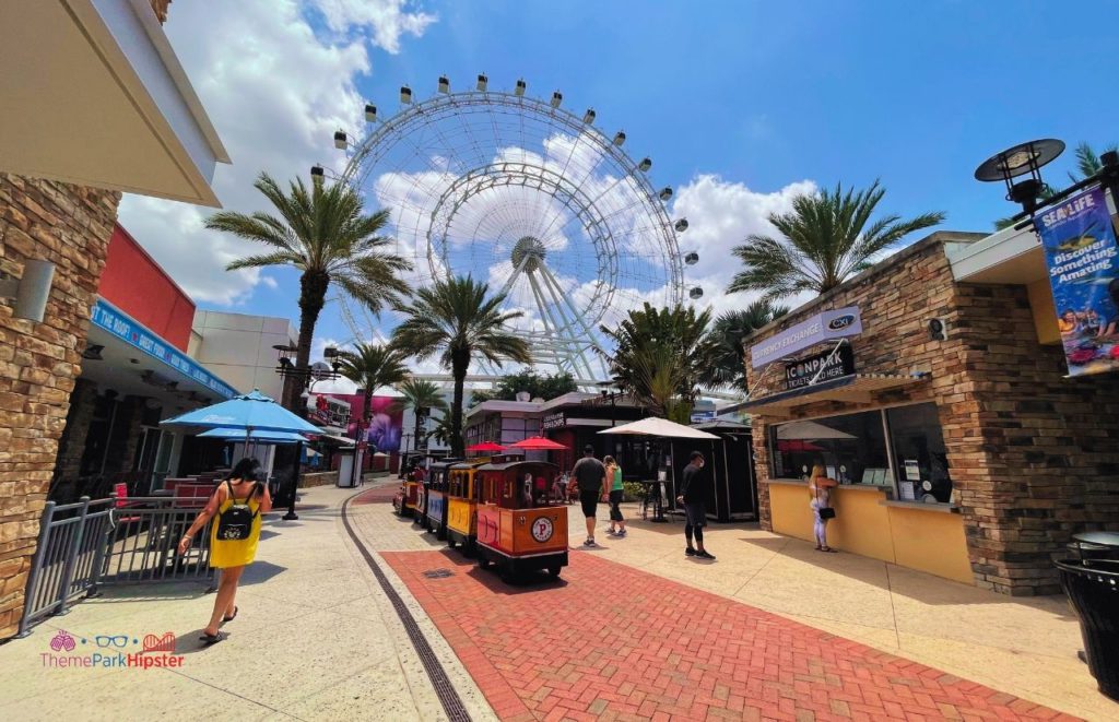 Orlando icon park train with ferris whee