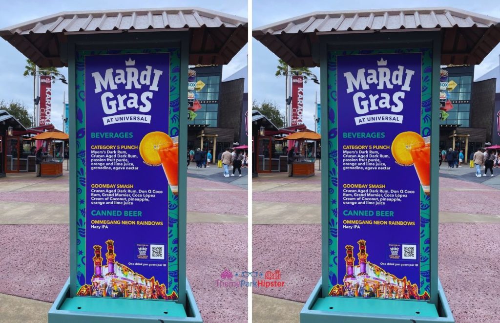 Universal Orlando Resort Mardi Gras Citywalk menu