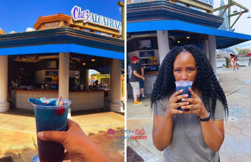 Universal Orlando Resort Solo Trip with NikkyJ enjoying Shark Attack Drink in Chez Alcatraz at Universal Studios Florida. Keep reading to get the best things to do at Universal Studios Florida.