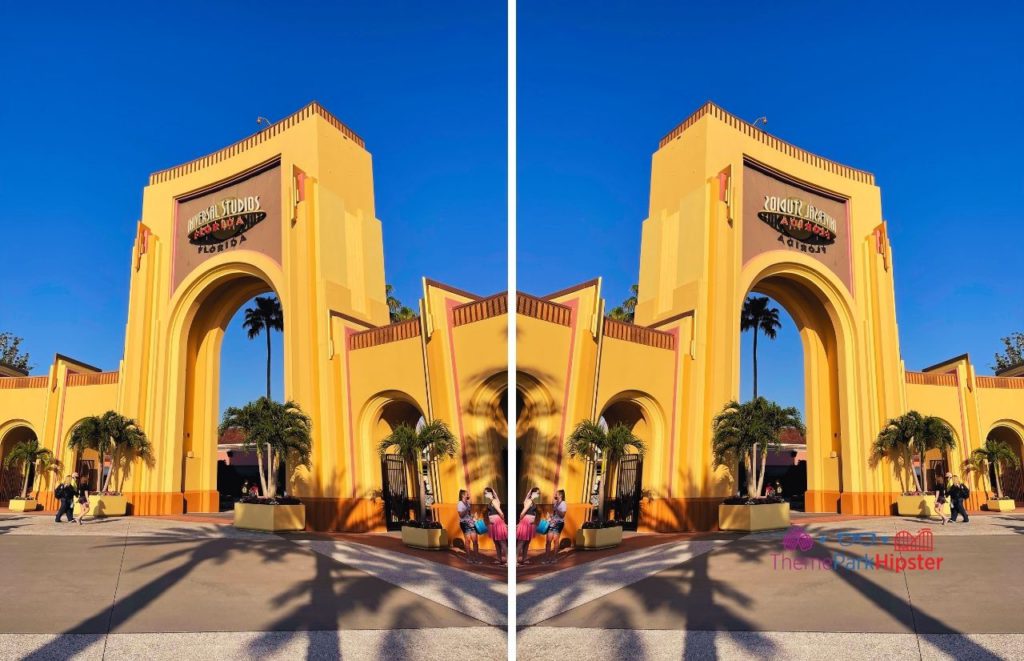 Universal Orlando Resort archway entrance to Universal Studios Florida. Keep reading to learn all the best things to do on a Universal Studios solo trip. 