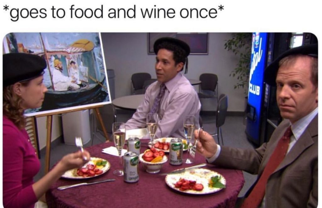 Epcot Food and Wine Festival Meme with Pam Oscar and Toby from the Office. Keep reading to get the best things to do at Epcot Food and Wine Festival.