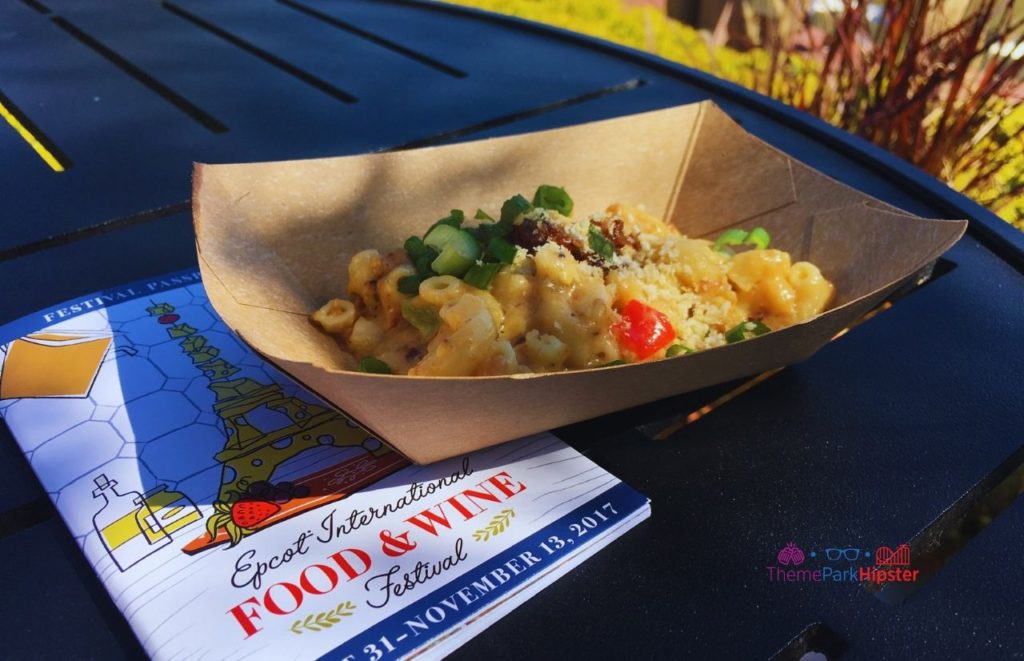 Epcot Food and Wine Festival loaded mac and cheese. One of the best Epcot Festivals 2024 at Disney World!