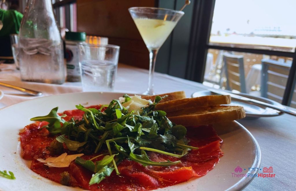 The BOATHOUSE Orlando beef carpaccio. Keep reading to find out more about the Disney Dining Plan at Walt Disney World Resort.