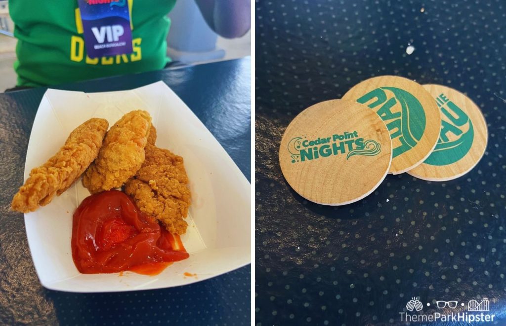 Cedar Point Nights Beach Party and Lake Erie Luau Chicken Tenders and Sand Dollars