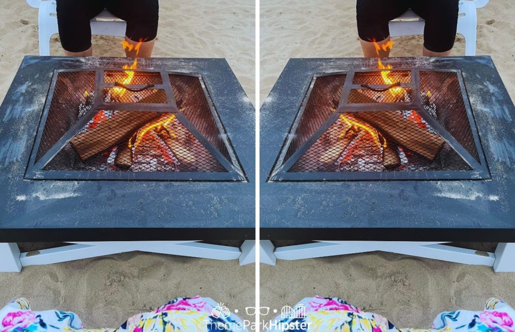 Toes in the sand at Cedar Point Nights Beach Party and Lake Erie Luau Firepit. One of the best things to do at Cedar Point.