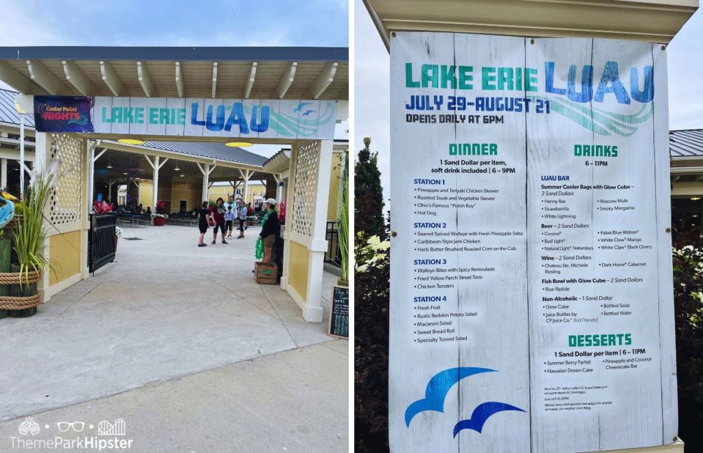 Cedar Point Nights Lake Erie Luau Menu end entrance