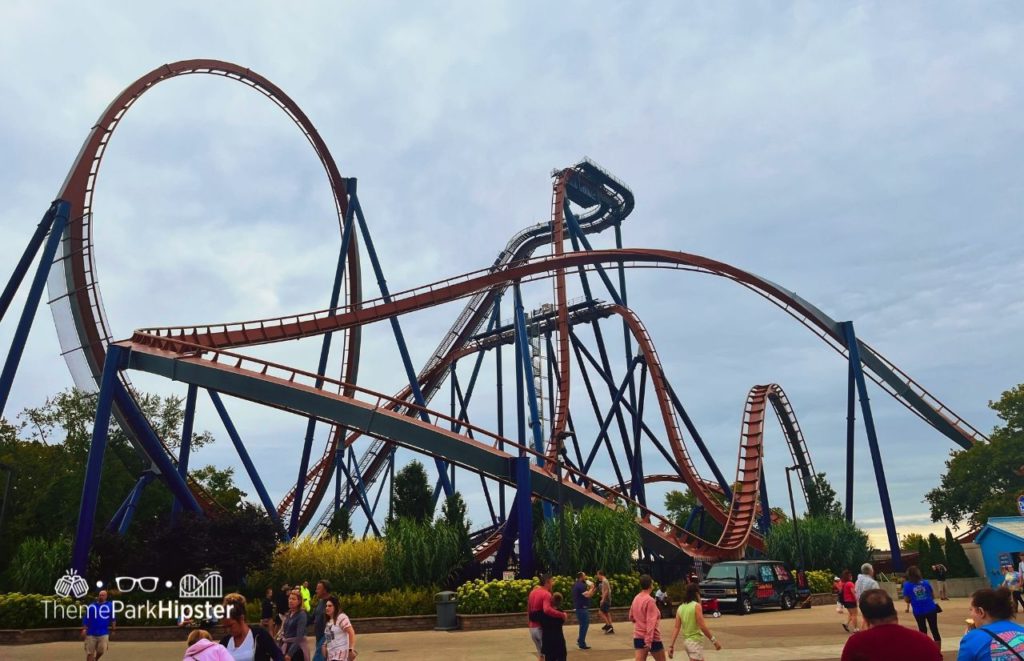 Cedar Point Valravn Orange and Blue Roller Coaster Drop. Keep reading to learn about the best Cedar Point roller coasters ranked!