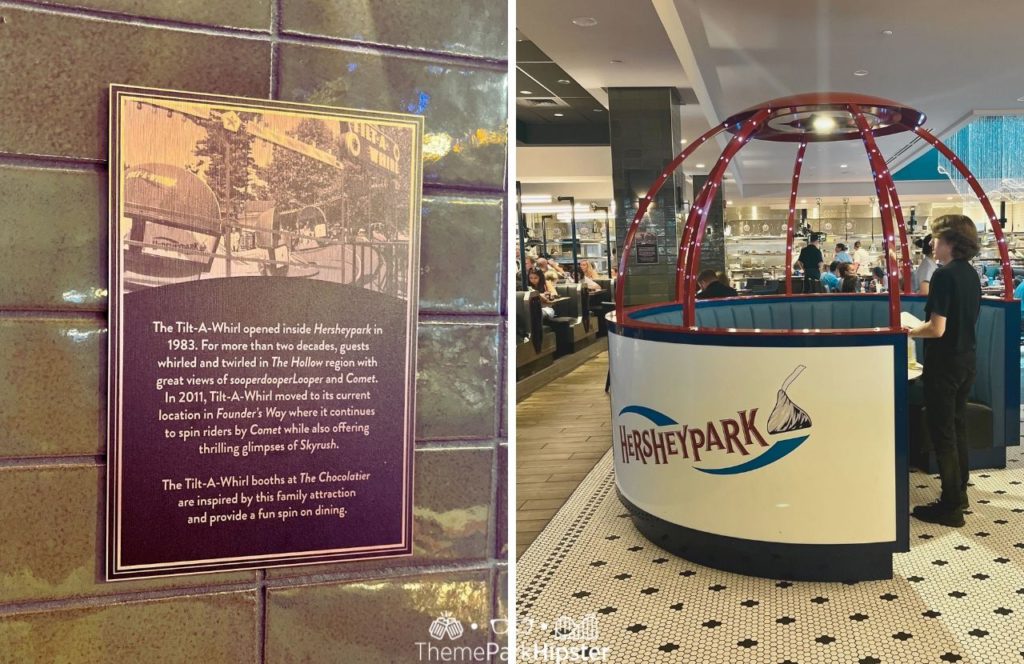 Tilt A Whirl Dedication next to booth Hersheypark Chocolatier Restaraunt in Hershey, Pennsylvania