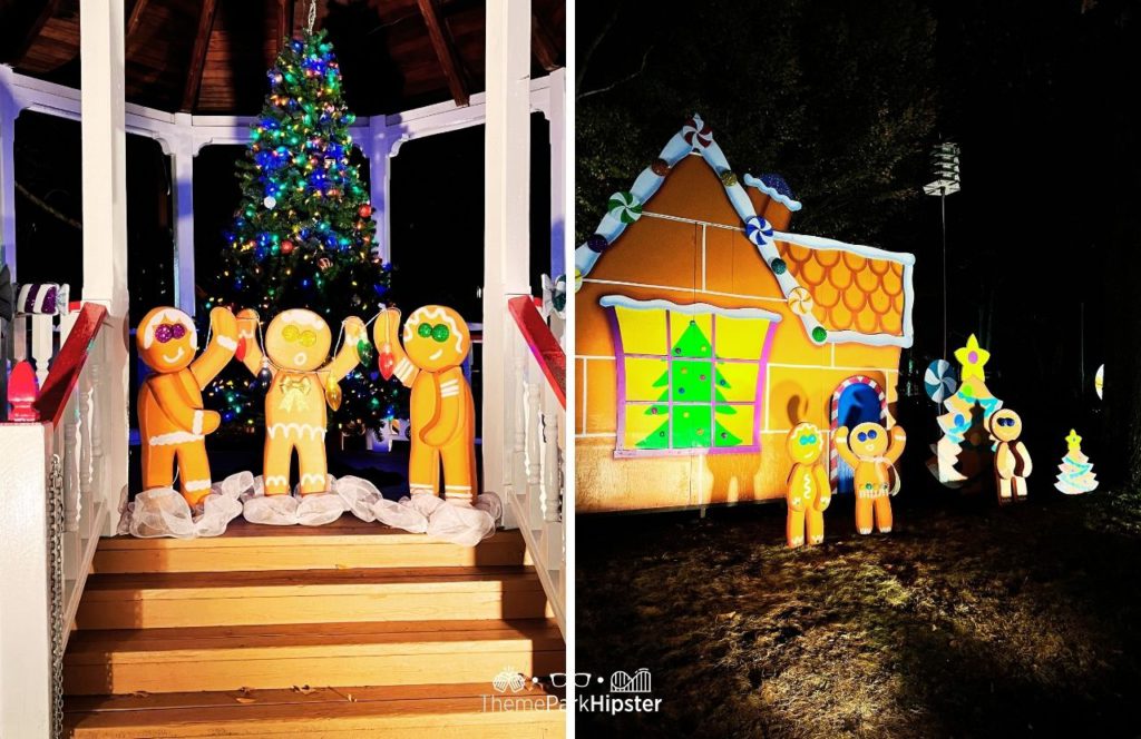 Festive Gingerbread men decor at Kennywood Christmas Lights at the Holiday Lights Event 2024.