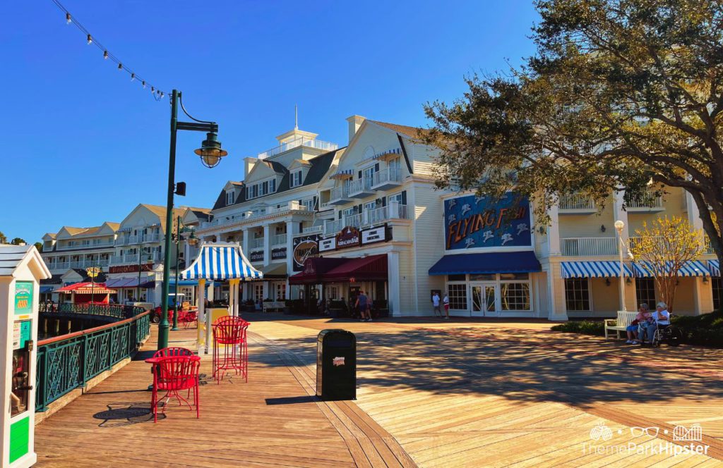 Flying Fish next to AbracadaBar at Disney BoardWalk. Keep reading to get your ultimate solo theme park planning guide.