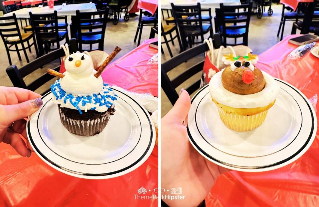 Snowman and Reindeer cupcakes at Kennywood Christmas Lights at the Holiday Lights Event 2024