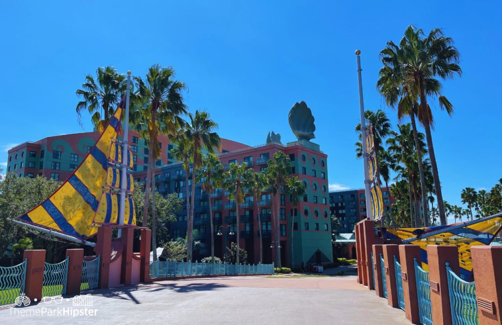 Walking over the bridge to Swan and Dolphin Hotel at Walt Disney World