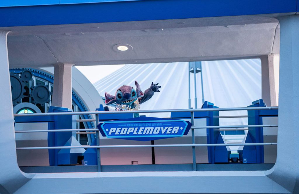 Stitch from Lilo and Stitch on the People Mover at Magic Kingdom in Walt Disney World Resort