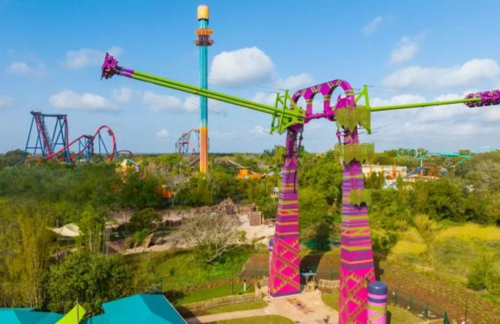 Busch Gardens Tampa Food and Wine Festival Serengeti Flyer with Sheikra and Falcon's Fury in the background