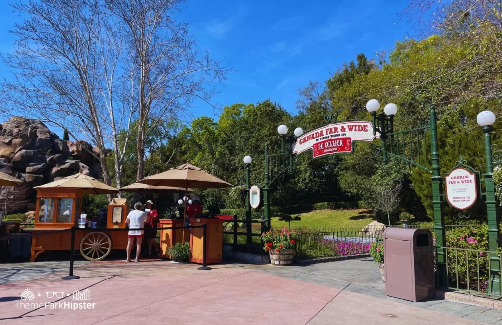 Epcot Flower and Garden Festival 2024 Canada Pavilion entrance to Le Cellier and Canada Far and Wide