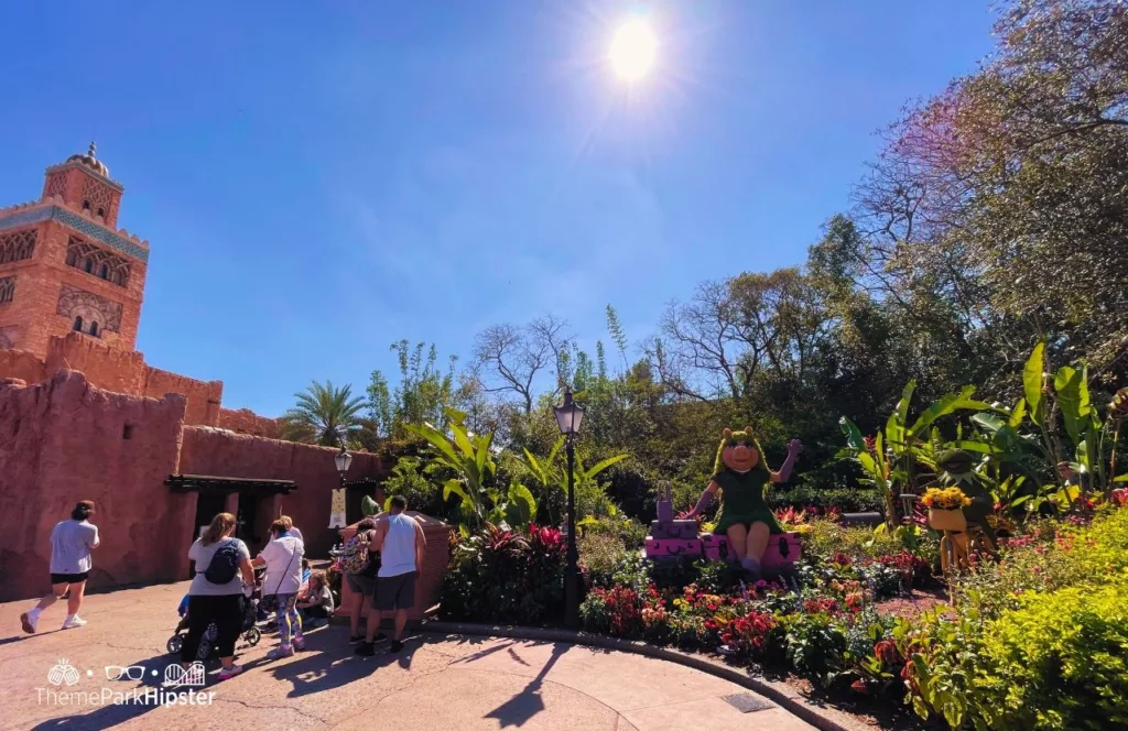 Epcot Flower and Garden Festival Miss Piggy Topiary in Moroccan Pavilion at Epcot.